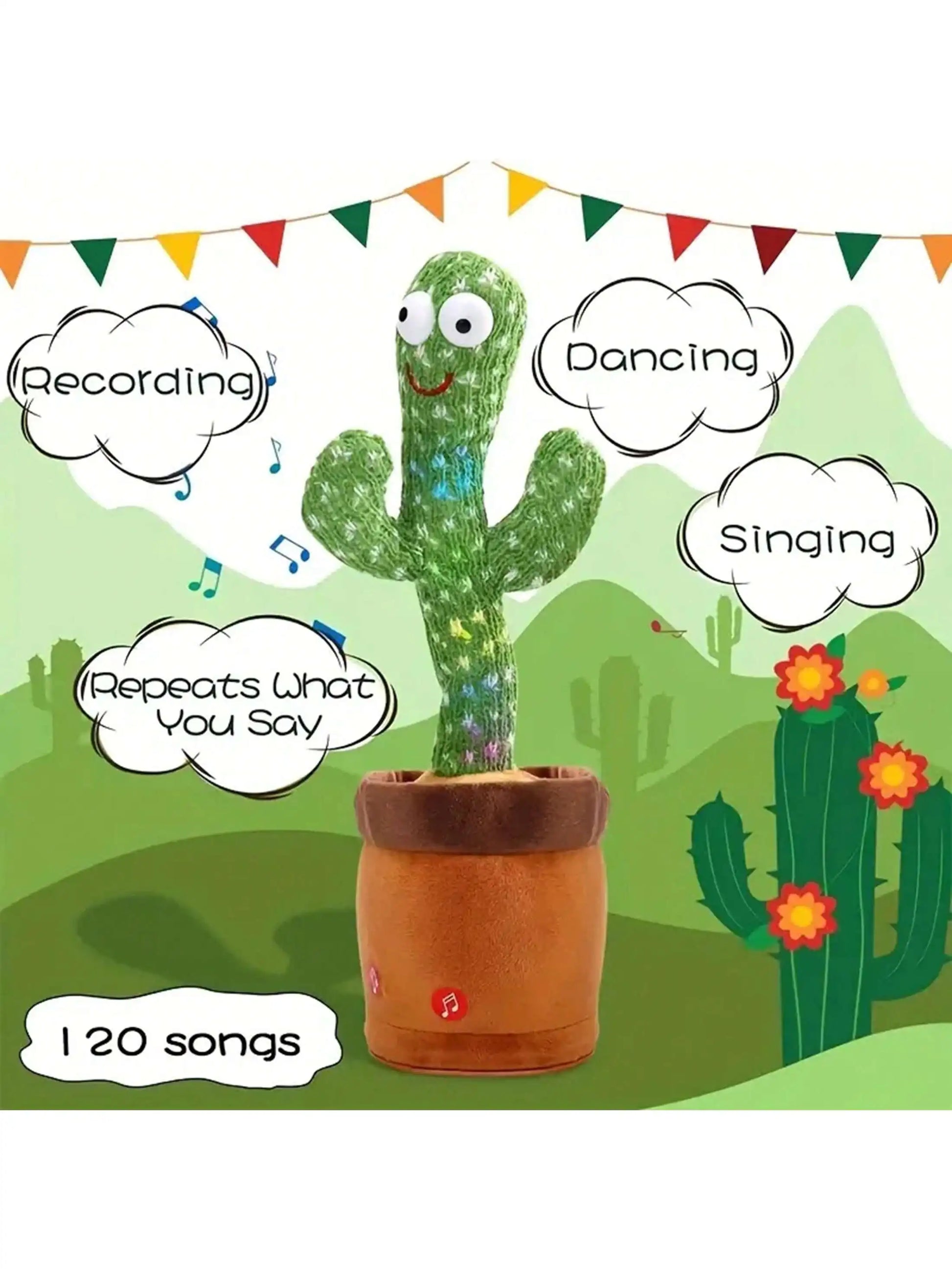 1Pc-Dancing Talking Cactus Toys for Baby Boys and Girls, Singing Mimicking