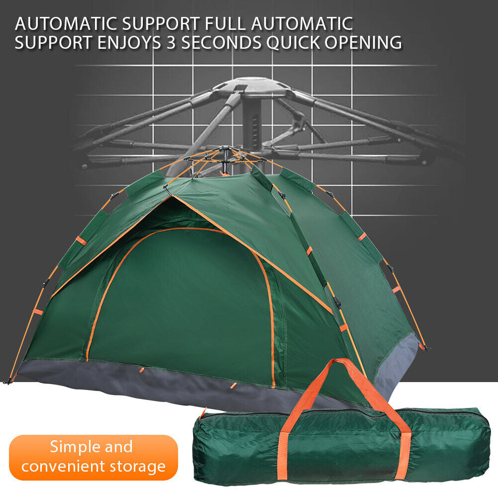 2-3 Man Automatic Instant Double Layer Pop up Camping Tent Waterproof Outdoor UK