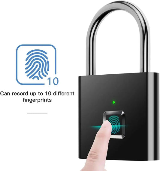 Portable Fingerprint Padlock USB Rechargeable Lithium Battery Waterproof Durable Zinc Alloy Lockbody