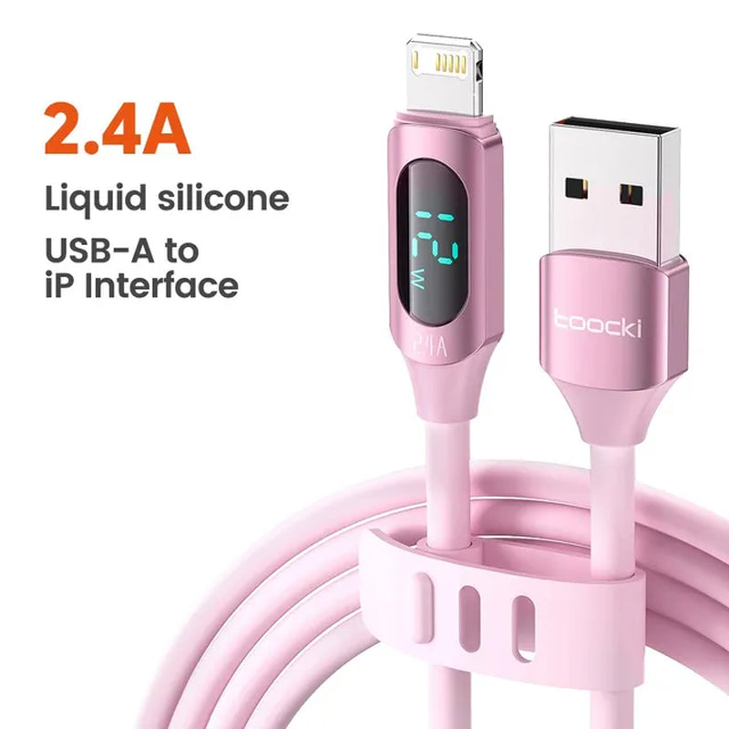 USB Fast Iphone Charger With Screen 2.4A High Current LED Display