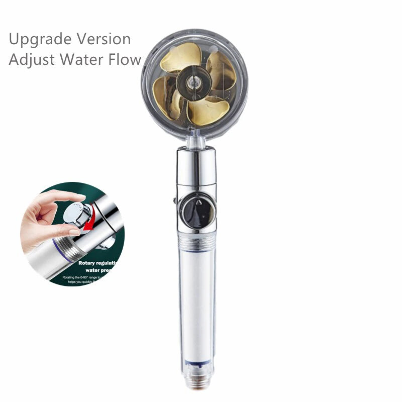 Pressurized Shower Head Water Saving 360 Rotating Twin Turbo Pressurized Propeller Fan Shower Head Bathroom Accessories
