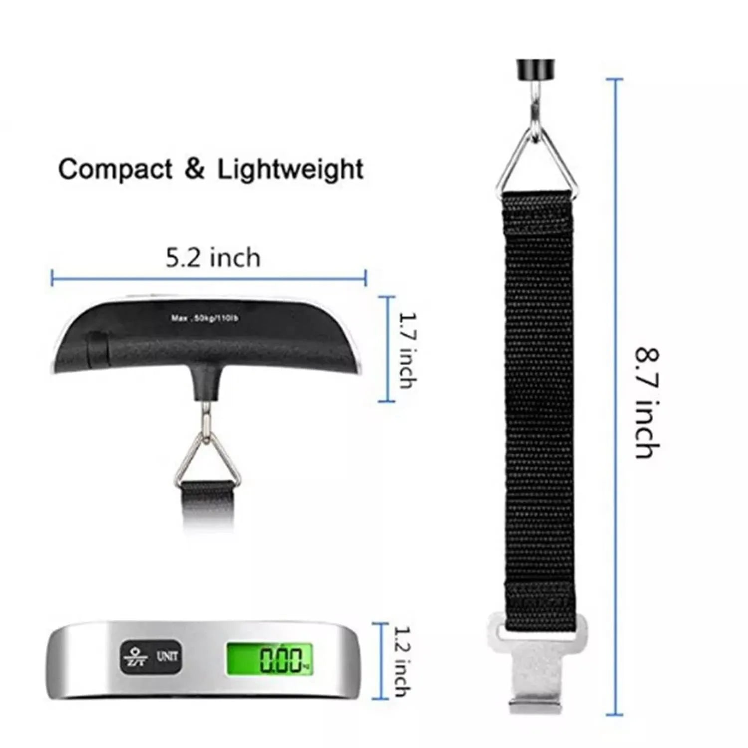Portable Scale Digital LCD Display 110Lb/50Kg Electronic Luggage Hanging Suitcase Travel Weighs Baggage Bag Weight Balance