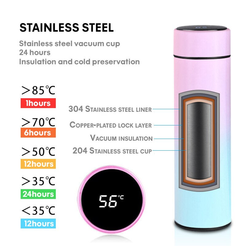 Intelligent Stainless Steel Thermos Bottle Temperature Display Vacuum Flask